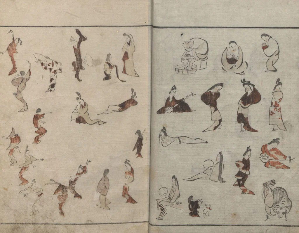 An illustration from Abbreviated Drawing Styles for Figures (Jinbutsu ryakuga shiki 人物 略画式), 1795, leaf 16