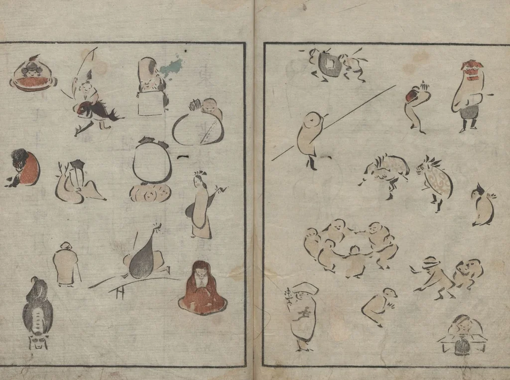 An illustration from Abbreviated Drawing Styles for Figures (Jinbutsu ryakuga shiki 人物 略画式), 1795, leaf 29