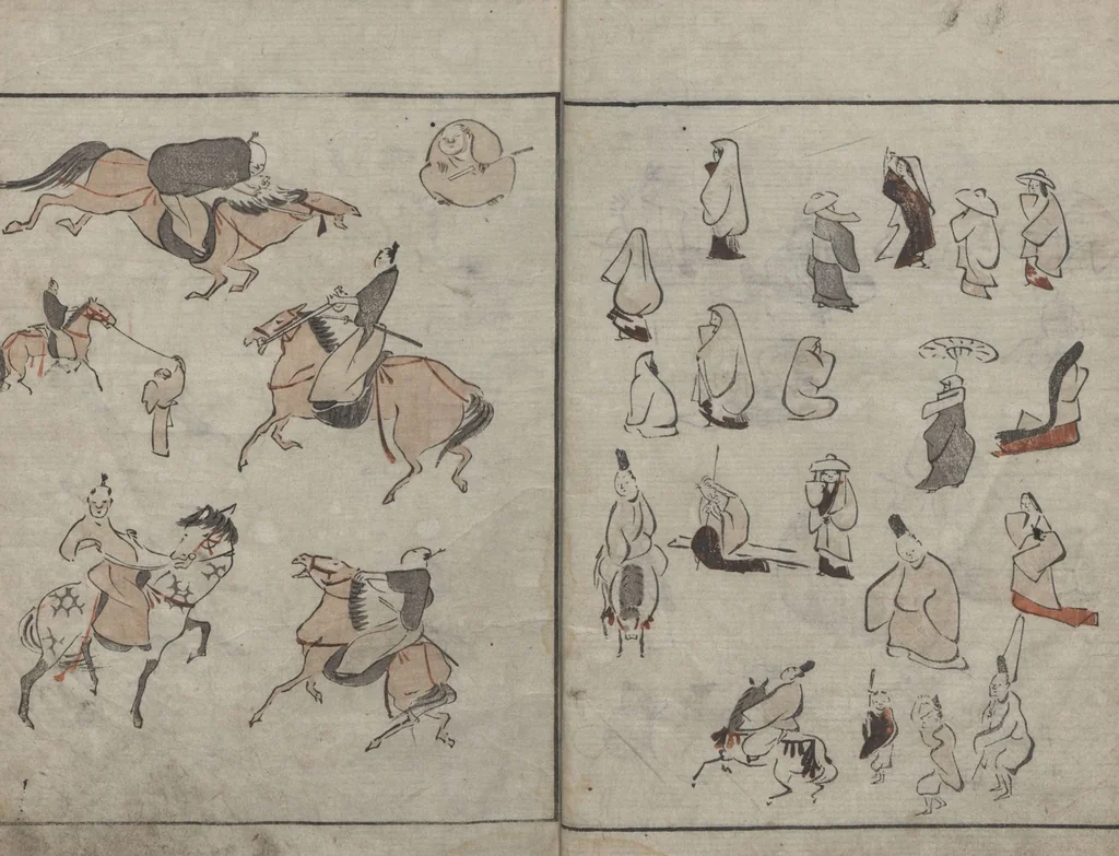 An illustration from Abbreviated Drawing Styles for Figures (Jinbutsu ryakuga shiki 人物 略画式), 1795, leaf 7