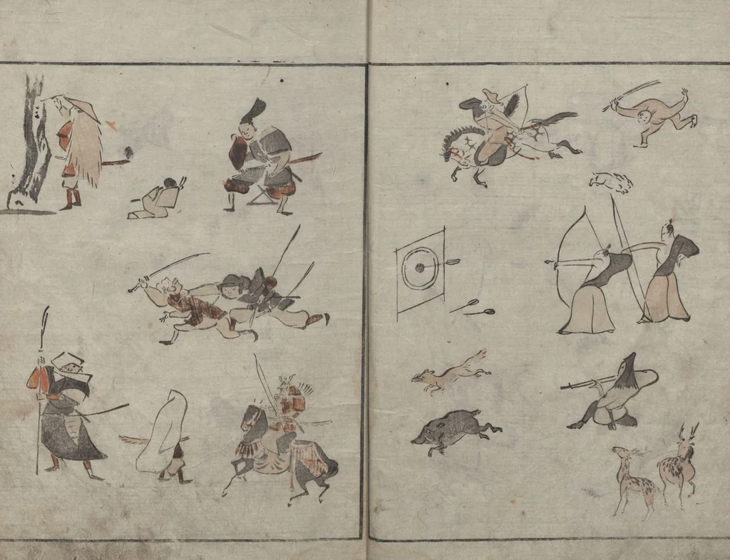 An illustration from Abbreviated Drawing Styles for Figures (Jinbutsu ryakuga shiki 人物 略画式), 1795, leaf 8