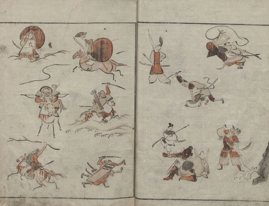 An illustration from Abbreviated Drawing Styles for Figures (Jinbutsu ryakuga shiki 人物 略画式), 1795, leaf 9