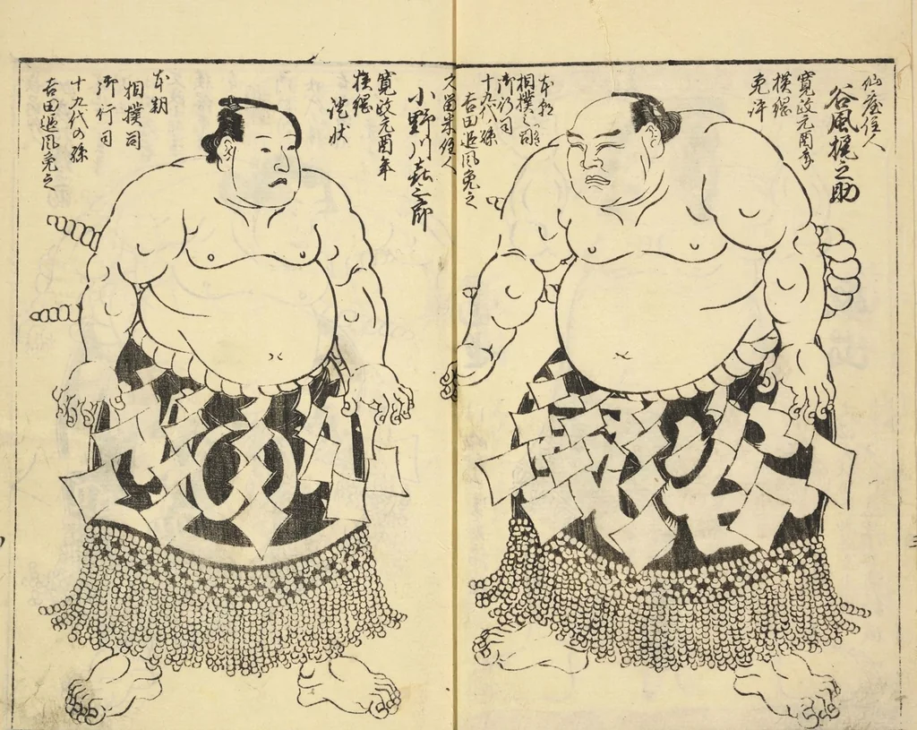 An illustration from Sumō torikumi zue / Tachikawa Emba sen; Utagawa Kunisada ga, 1849, leaf 5
