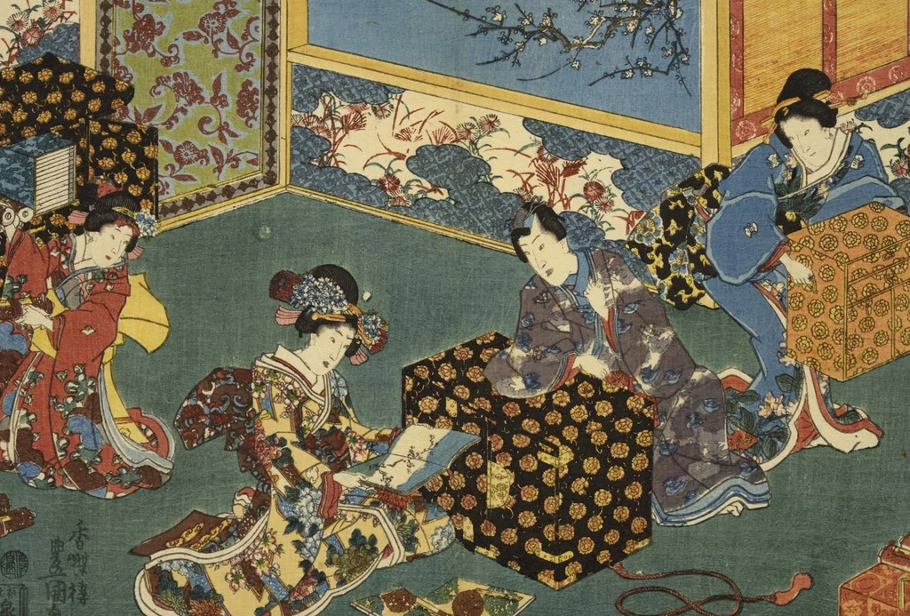 An illustration from Sono sugata yukari no utsushie, 1852, leaf 19