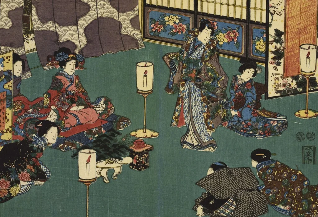 An illustration from Sono sugata yukari no utsushie, 1852, leaf 44