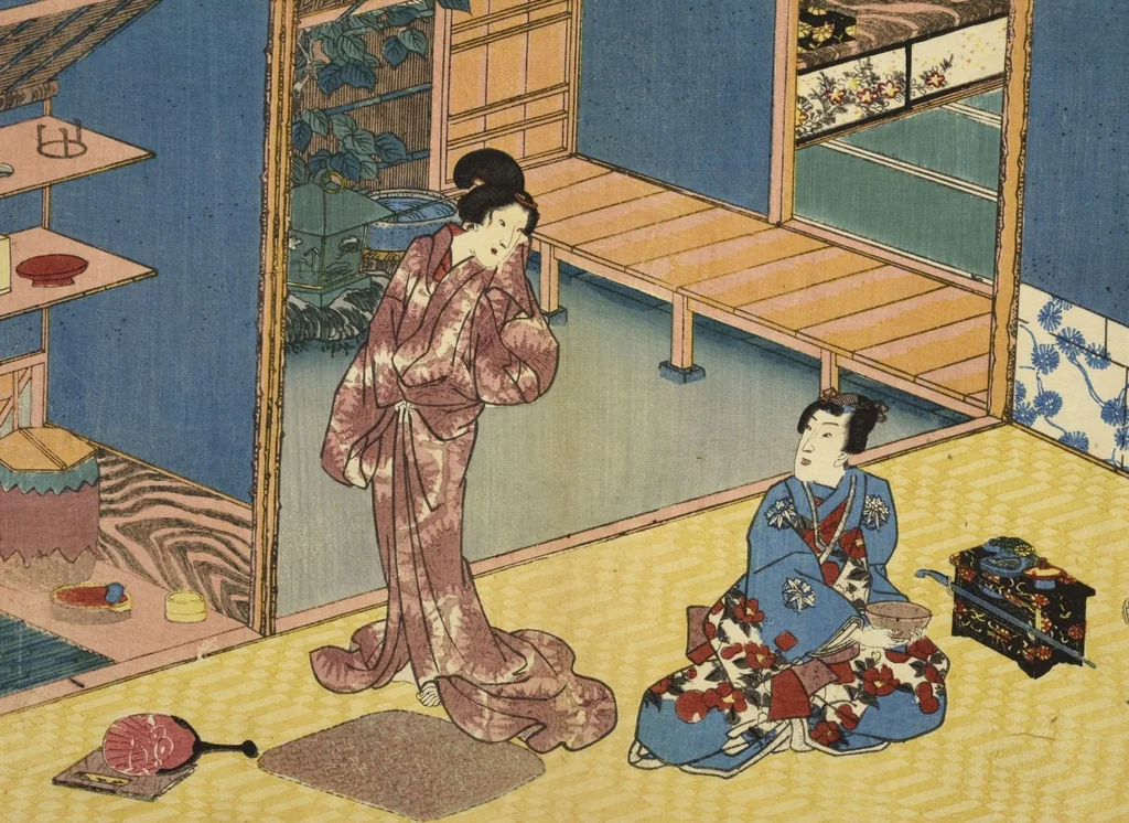 An illustration from Sono sugata yukari no utsushie, 1852, leaf 46