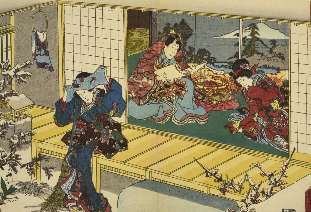 An illustration from Sono sugata yukari no utsushie, 1852, leaf 48