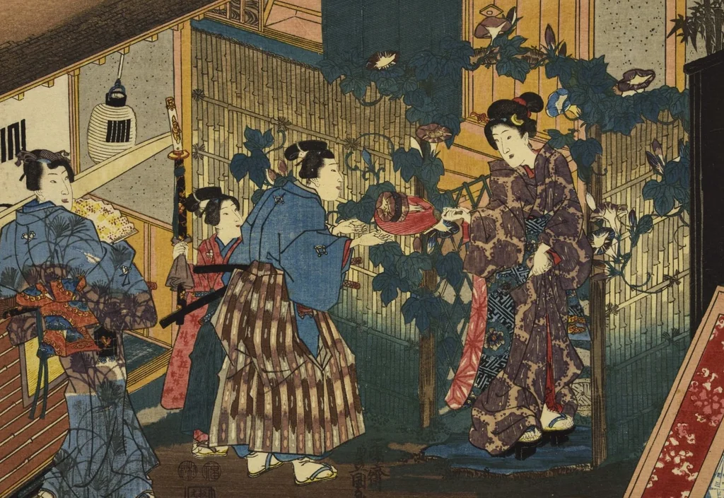 An illustration from Sono sugata yukari no utsushie, 1852, leaf 6