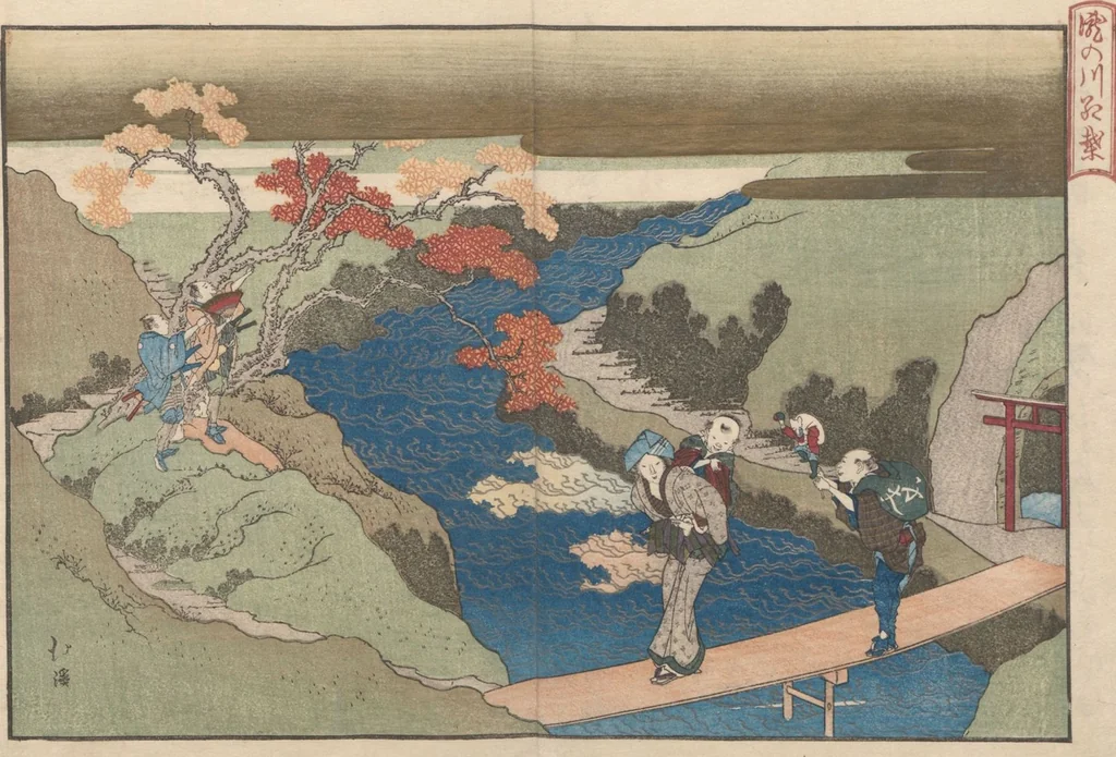 An illustration from Book of Humorous Poems on the Cherry Flower and the Maple Leaves (Ehō no taki), 1833, leaf 19