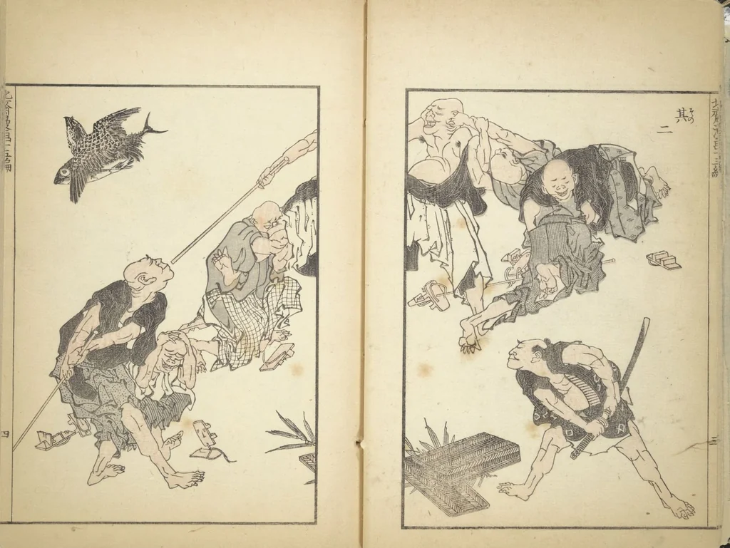 An illustration from Transmitting the Spirit, Revealing the Form of Things, Volume 1 to 15 of Hokusai Sketchbooks (Denshin kaishu: Hokusai manga, shohen - jugohen), 1848, leaf 8
