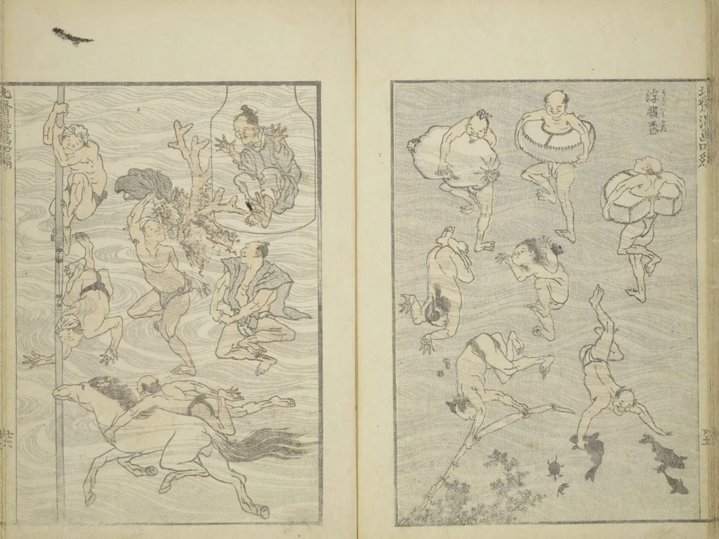 An illustration from Transmitting the Spirit, Revealing the Form of Things, Volume 1 to 15 of Hokusai Sketchbooks (Denshin kaishu: Hokusai manga, shohen - jugohen), 1848, leaf 27
