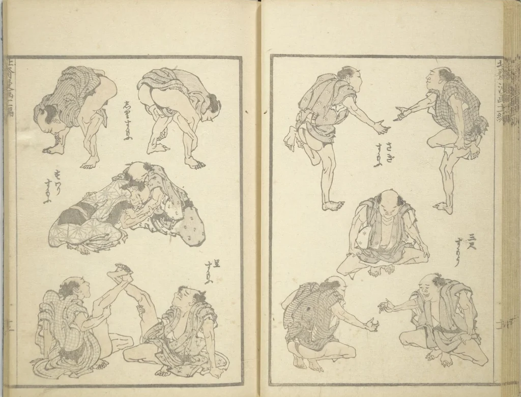 An illustration from Transmitting the Spirit, Revealing the Form of Things, Volume 1 to 15 of Hokusai Sketchbooks (Denshin kaishu: Hokusai manga, shohen - jugohen), 1848, leaf 13