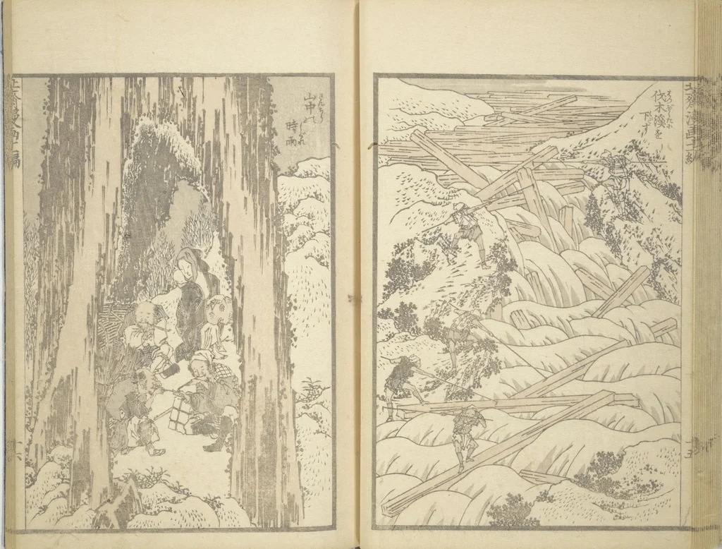 An illustration from Transmitting the Spirit, Revealing the Form of Things, Volume 1 to 15 of Hokusai Sketchbooks (Denshin kaishu: Hokusai manga, shohen - jugohen), 1848, leaf 17
