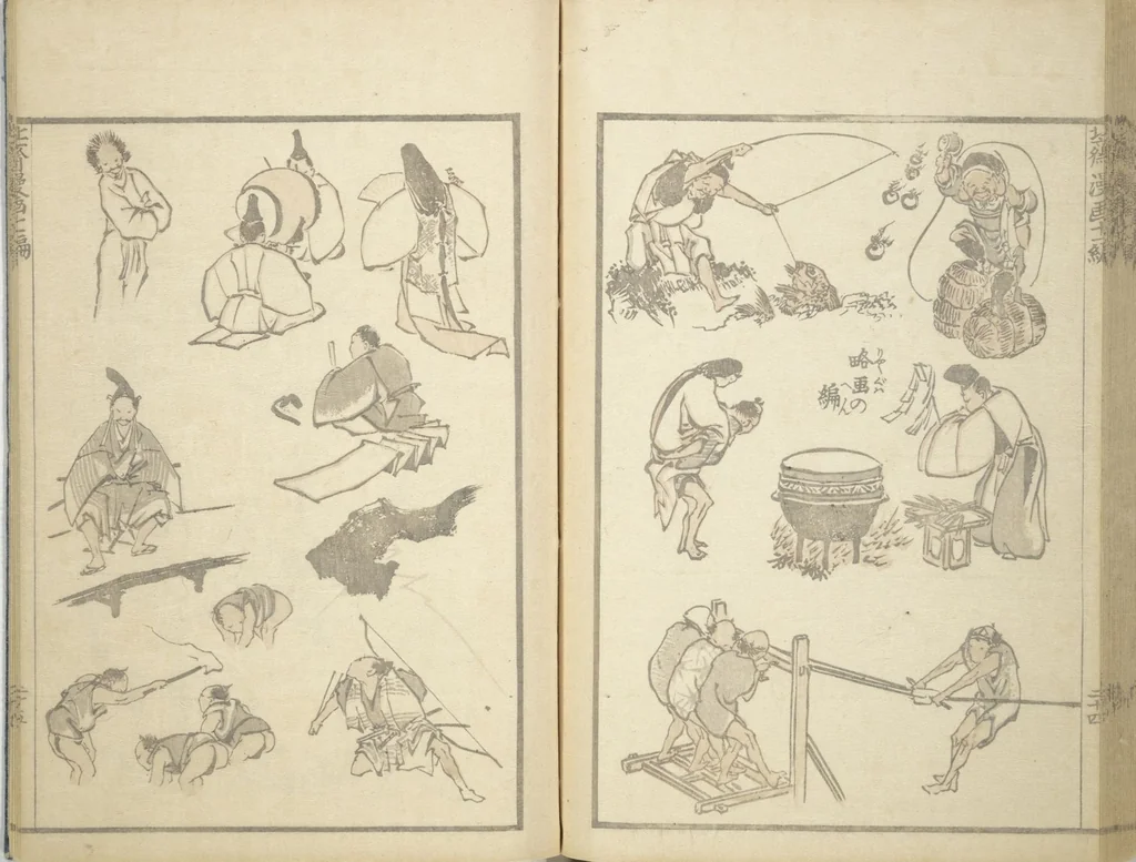 An illustration from Transmitting the Spirit, Revealing the Form of Things, Volume 1 to 15 of Hokusai Sketchbooks (Denshin kaishu: Hokusai manga, shohen - jugohen), 1848, leaf 26