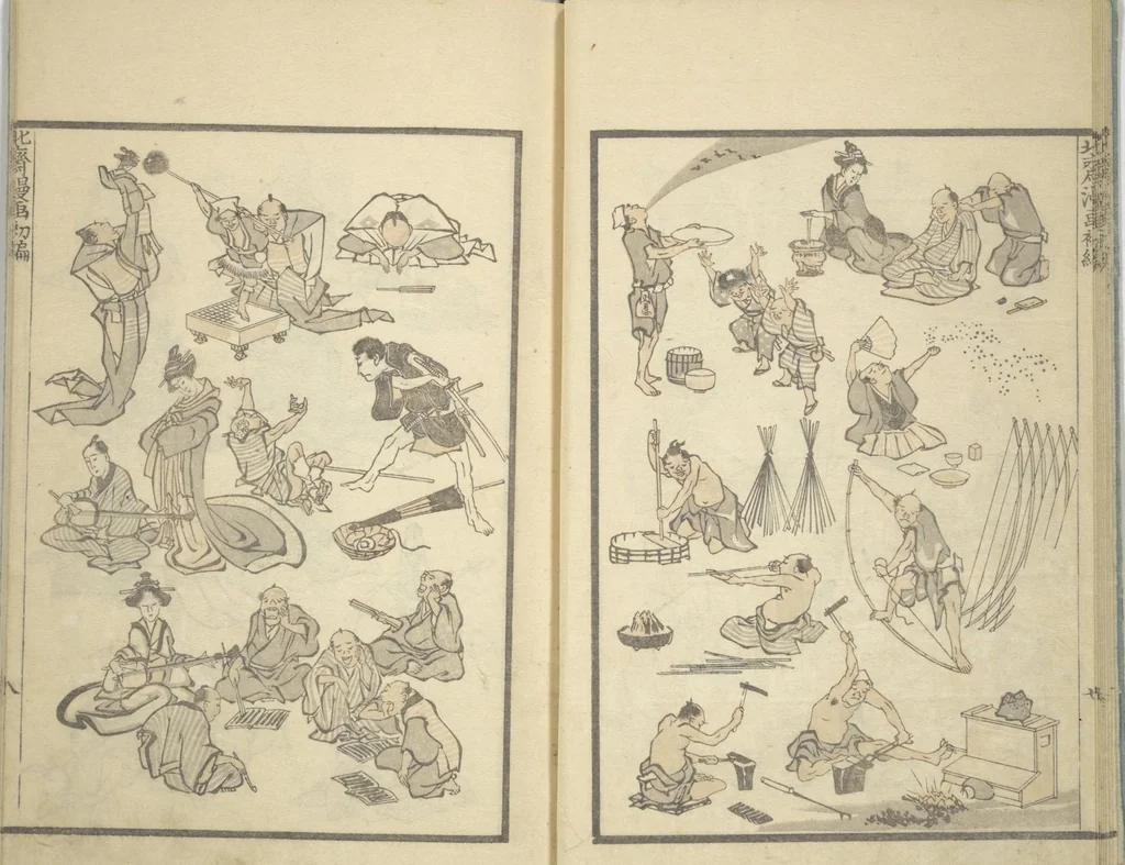 An illustration from Transmitting the Spirit, Revealing the Form of Things, Volume 1 to 15 of Hokusai Sketchbooks (Denshin kaishu: Hokusai manga, shohen - jugohen), 1848, leaf 11