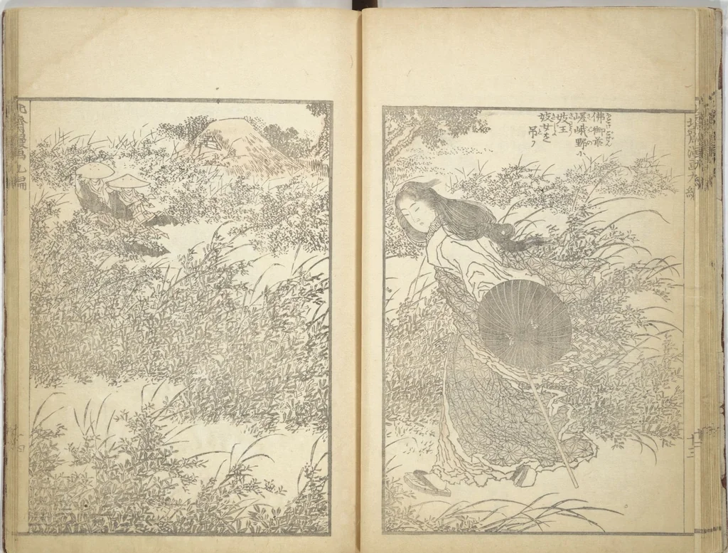 An illustration from Transmitting the Spirit, Revealing the Form of Things, Volume 1 to 15 of Hokusai Sketchbooks (Denshin kaishu: Hokusai manga, shohen - jugohen), 1848, leaf 15