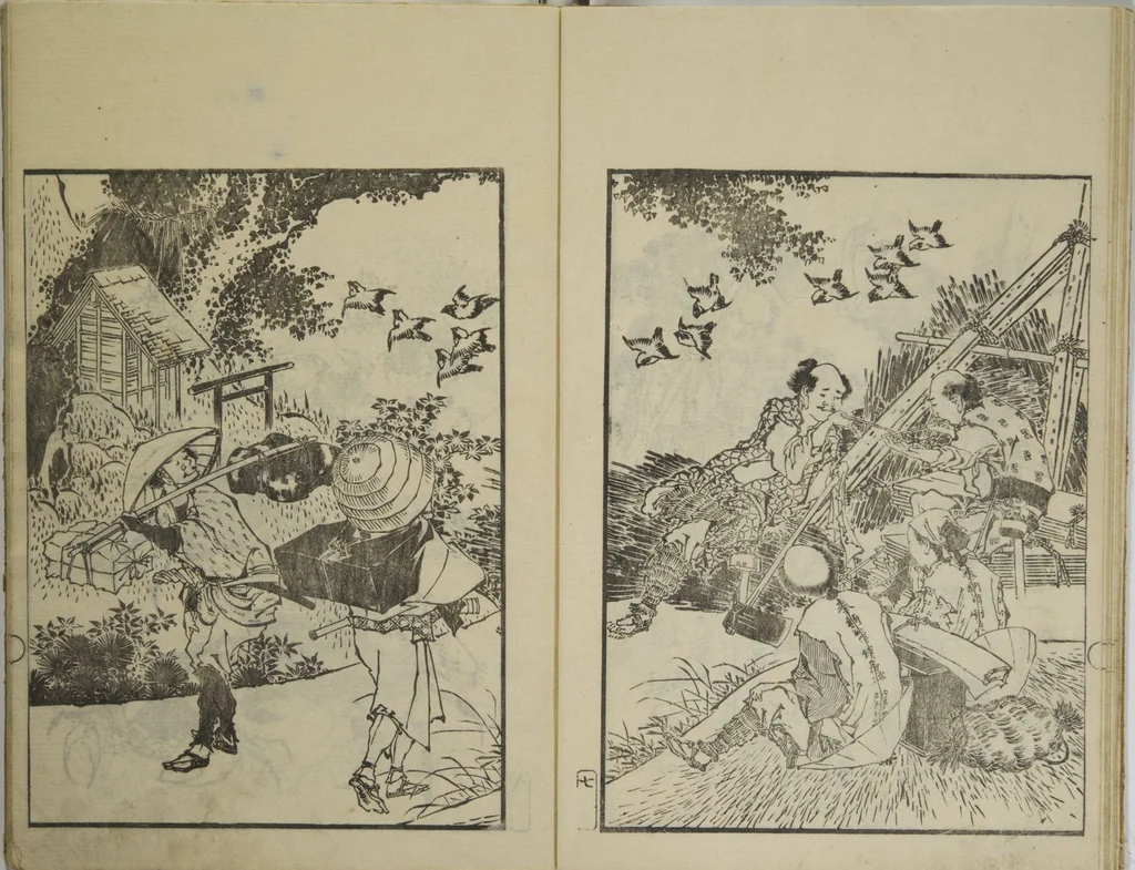 An illustration from Picture Album Transmitting the Spirit: The Hokusai Drawing Style (Denshin gafu Hokusai gashiki), 1819, leaf 11
