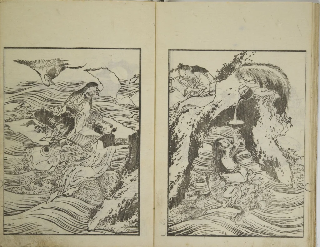 An illustration from Picture Album Transmitting the Spirit: The Hokusai Drawing Style (Denshin gafu Hokusai gashiki), 1819, leaf 13