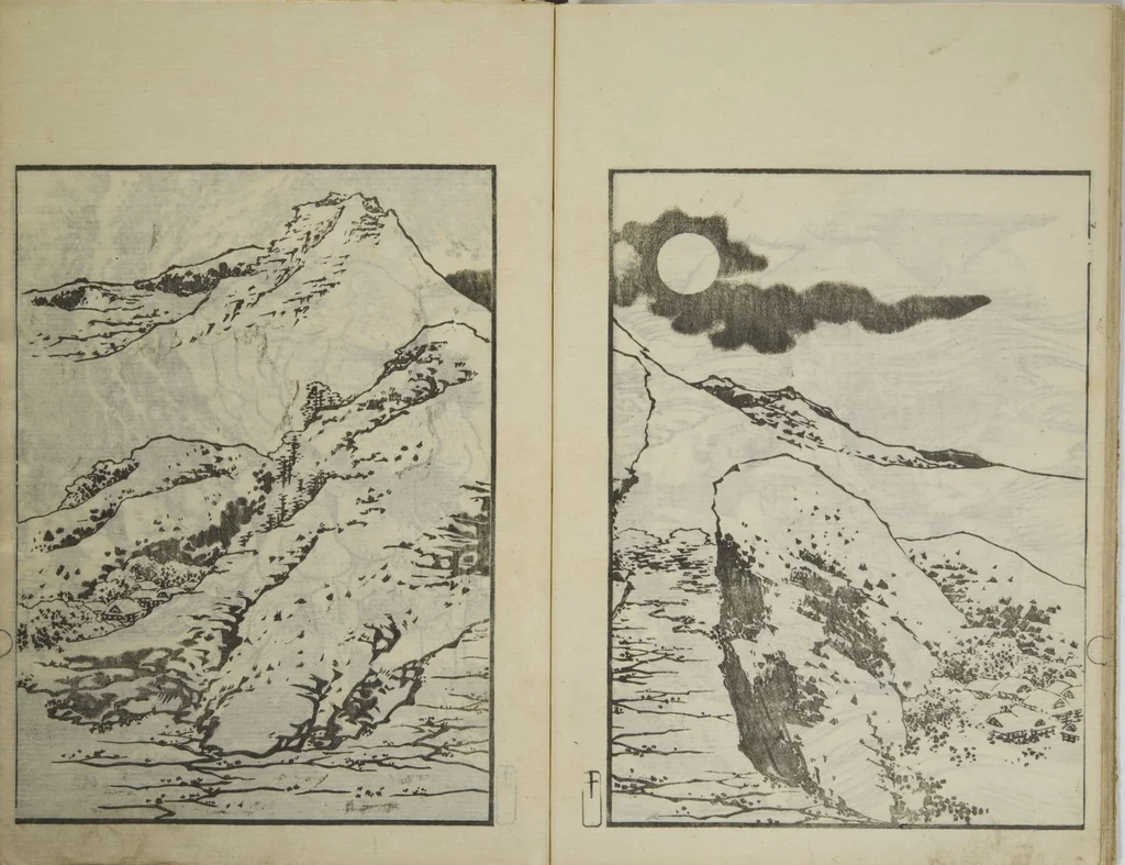An illustration from Picture Album Transmitting the Spirit: The Hokusai Drawing Style (Denshin gafu Hokusai gashiki), 1819, leaf 14