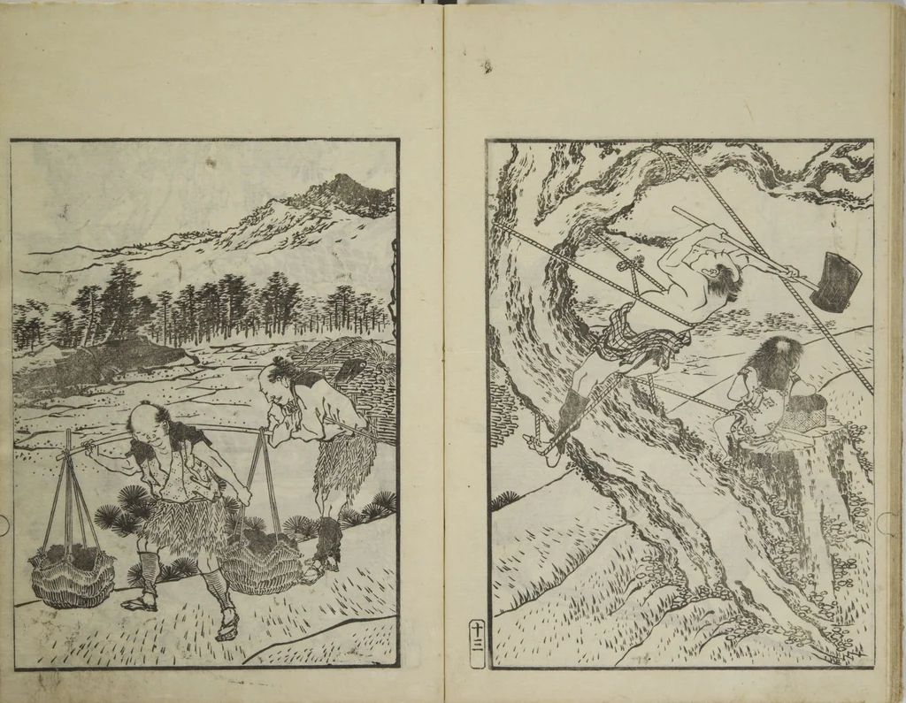An illustration from Picture Album Transmitting the Spirit: The Hokusai Drawing Style (Denshin gafu Hokusai gashiki), 1819, leaf 17