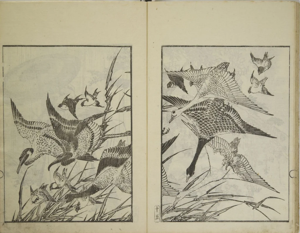 An illustration from Picture Album Transmitting the Spirit: The Hokusai Drawing Style (Denshin gafu Hokusai gashiki), 1819, leaf 19