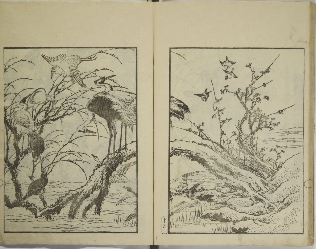 An illustration from Picture Album Transmitting the Spirit: The Hokusai Drawing Style (Denshin gafu Hokusai gashiki), 1819, leaf 23