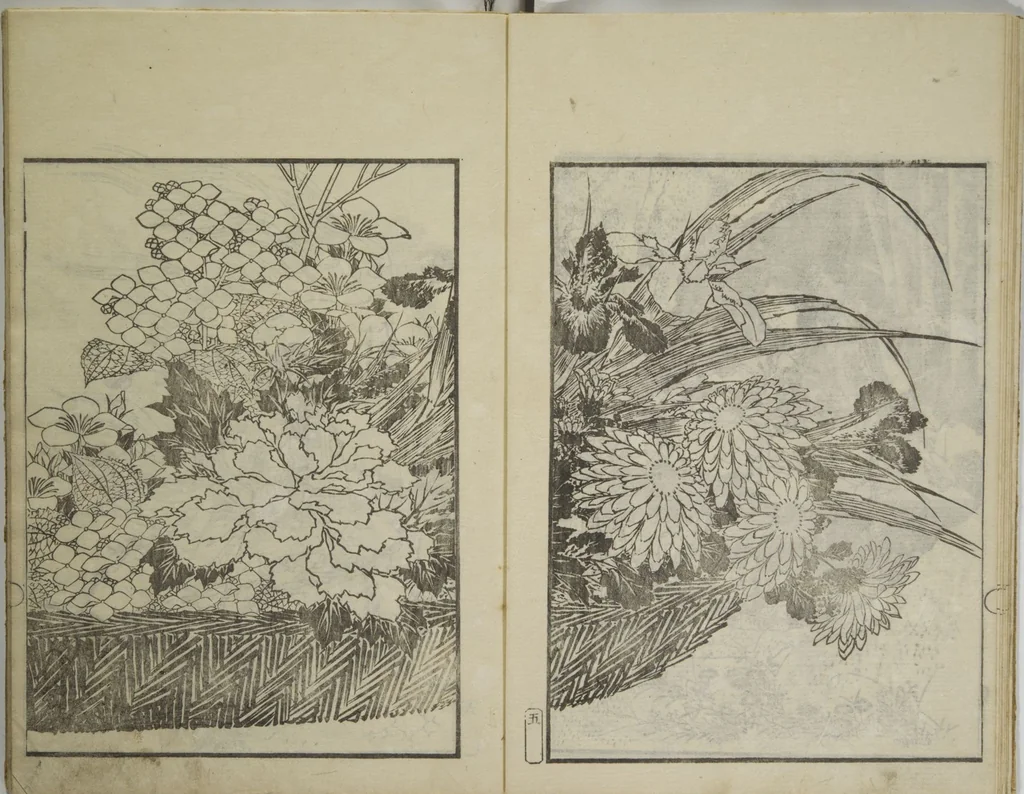 An illustration from Picture Album Transmitting the Spirit: The Hokusai Drawing Style (Denshin gafu Hokusai gashiki), 1819, leaf 9