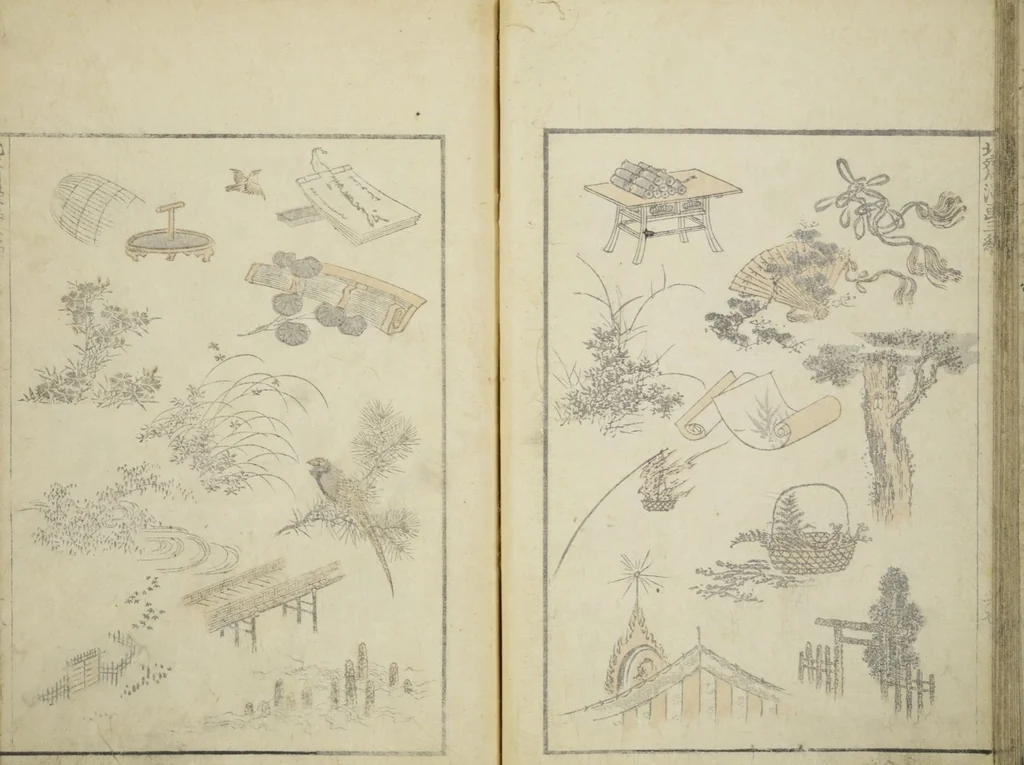 An illustration from Transmitting the Spirit, Revealing the Form of Things, Volume 1 to 15 of Hokusai Sketchbooks (Denshin kaishu: Hokusai manga, shohen - jugohen), 1848, leaf 19