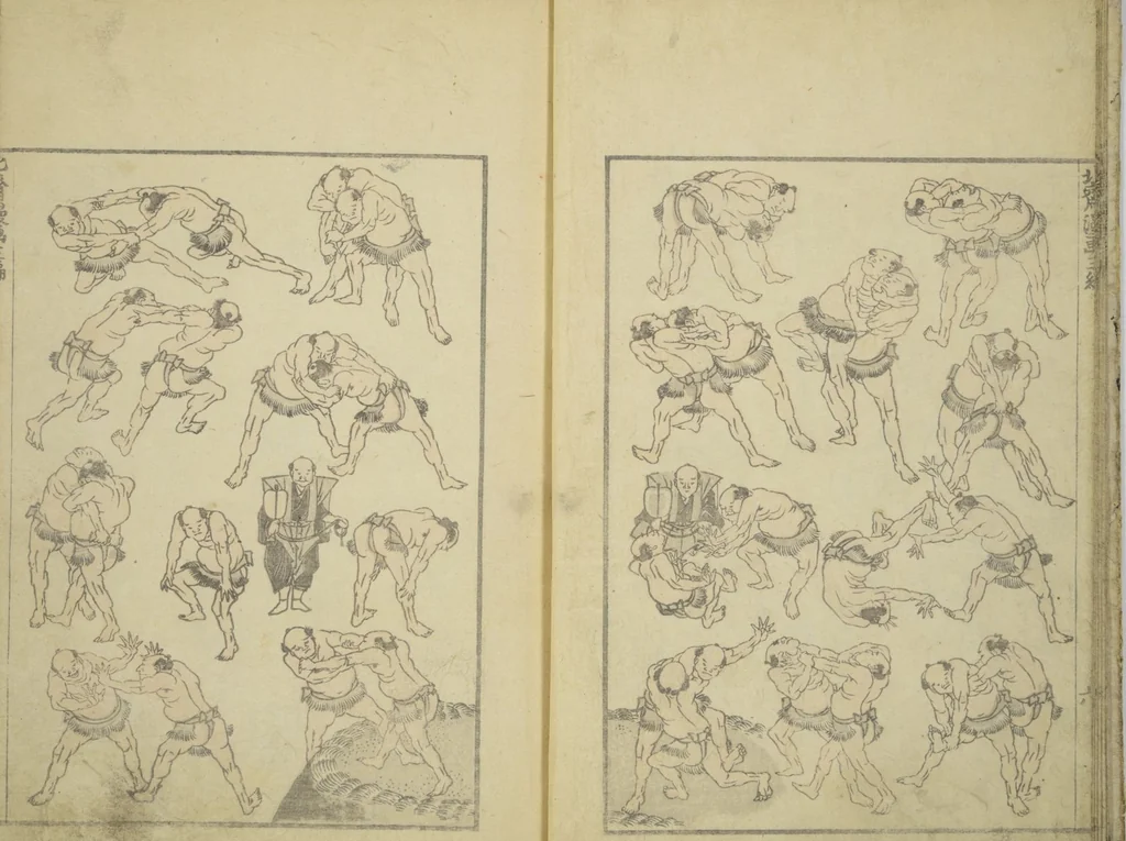 An illustration from Transmitting the Spirit, Revealing the Form of Things, Volume 1 to 15 of Hokusai Sketchbooks (Denshin kaishu: Hokusai manga, shohen - jugohen), 1848, leaf 8