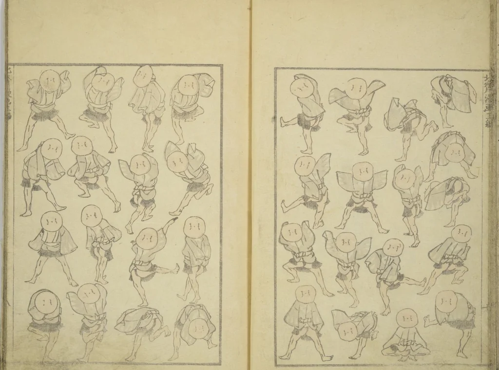 An illustration from Transmitting the Spirit, Revealing the Form of Things, Volume 1 to 15 of Hokusai Sketchbooks (Denshin kaishu: Hokusai manga, shohen - jugohen), 1848, leaf 9