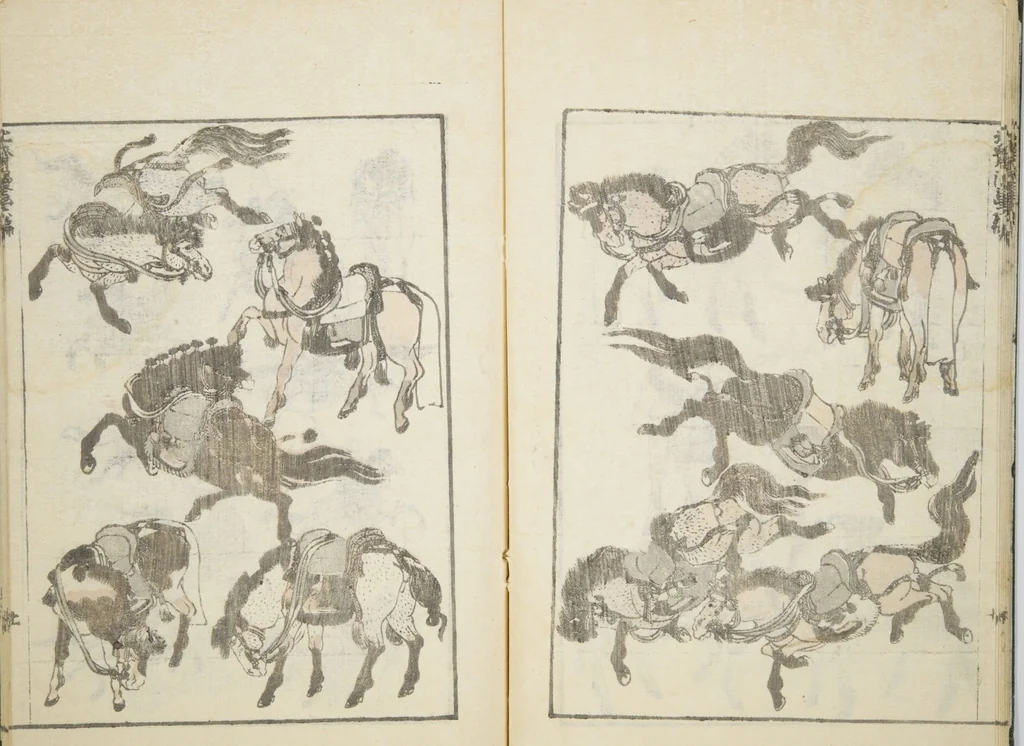 An illustration from Transmitting the Spirit, Revealing the Form of Things, Volume 6 of Hokusai Sketchbooks (Denshin kaishu: Hokusai manga, gohen), leaf 12