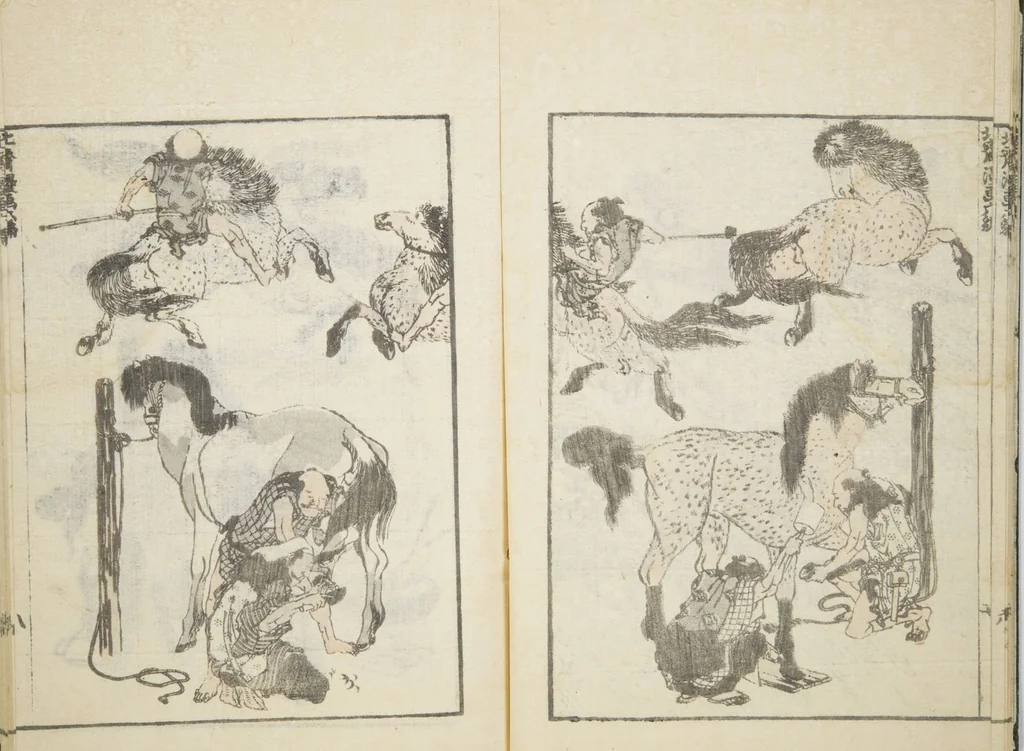 An illustration from Transmitting the Spirit, Revealing the Form of Things, Volume 6 of Hokusai Sketchbooks (Denshin kaishu: Hokusai manga, gohen), leaf 9