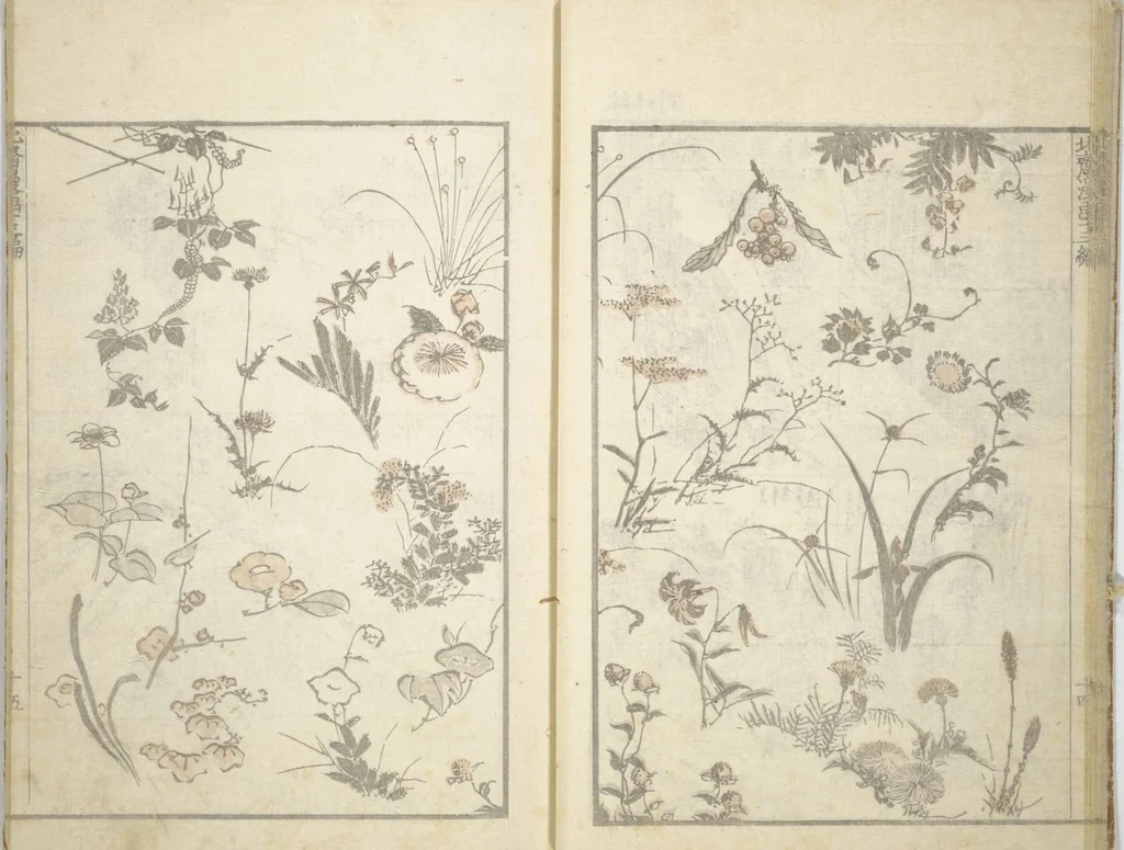 An illustration from Transmitting the Spirit, Revealing the Form of Things, Volume 1 to 15 of Hokusai Sketchbooks (Denshin kaishu: Hokusai manga, shohen - jugohen), 1848, leaf 16