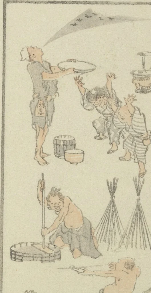 An illustration from Transmitting the Spirit, Revealing the Form of Things, Volume 1 to 15 of Hokusai Sketchbooks (Denshin kaishu: Hokusai manga, shohen - jugohen), 1848, leaf 10