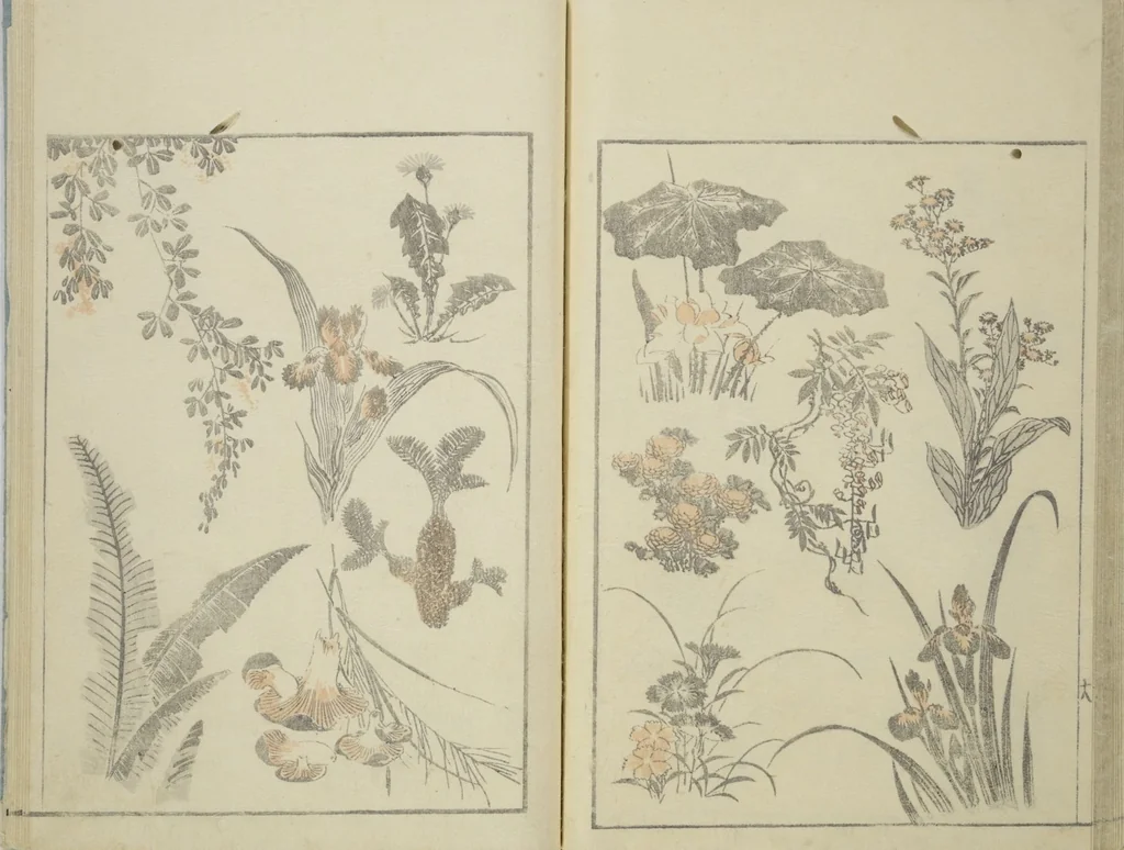 An illustration from Transmitting the Spirit, Revealing the Form of Things, Volume 1 to 15 of Hokusai Sketchbooks (Denshin kaishu: Hokusai manga, shohen - jugohen), 1848, leaf 21