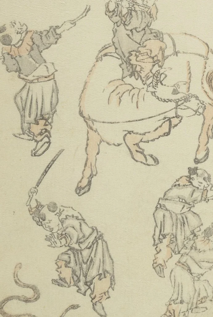 An illustration from Transmitting the Spirit, Revealing the Form of Things, Volume 1 to 15 of Hokusai Sketchbooks (Denshin kaishu: Hokusai manga, shohen - jugohen), 1848, leaf 5
