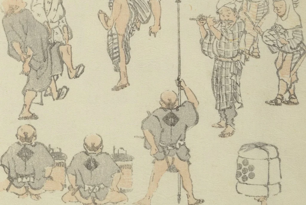 An illustration from Transmitting the Spirit, Revealing the Form of Things, Volume 1 to 15 of Hokusai Sketchbooks (Denshin kaishu: Hokusai manga, shohen - jugohen), 1848, leaf 8