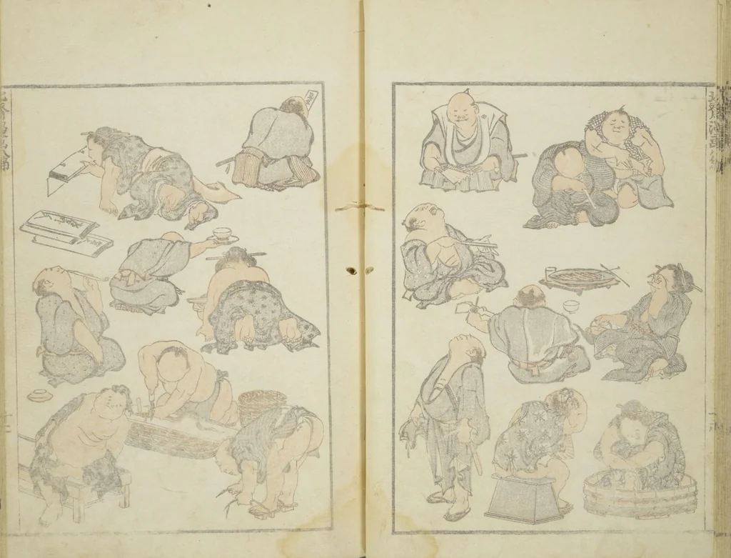 An illustration from Transmitting the Spirit, Revealing the Form of Things, Volume 1 to 15 of Hokusai Sketchbooks (Denshin kaishu: Hokusai manga, shohen - jugohen), 1848, leaf 18