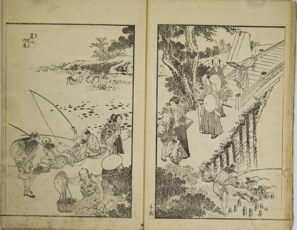 An illustration from Various Pictures by Hokusai (Hokusai soga), 1820, leaf 15