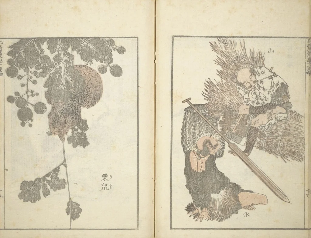 An illustration from Transmitting the Spirit, Revealing the Form of Things, Volume 1 to 15 of Hokusai Sketchbooks (Denshin kaishu: Hokusai manga, shohen - jugohen), 1848, leaf 16