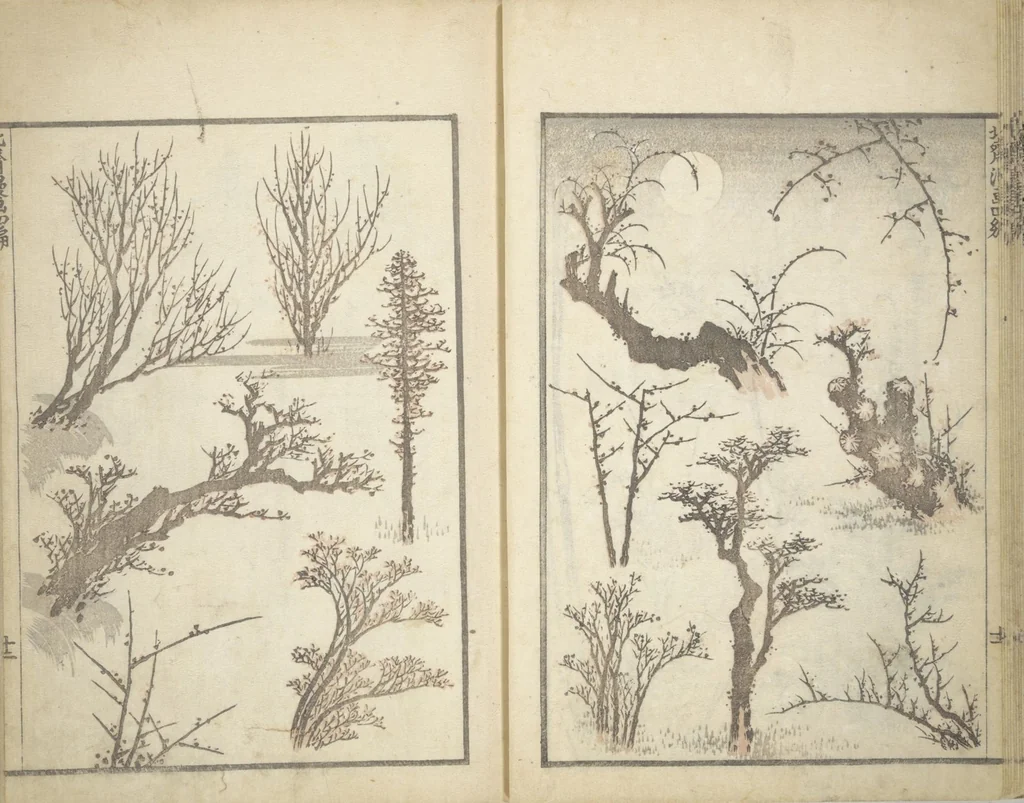 An illustration from Transmitting the Spirit, Revealing the Form of Things, Volume 1 to 15 of Hokusai Sketchbooks (Denshin kaishu: Hokusai manga, shohen - jugohen), 1848, leaf 13