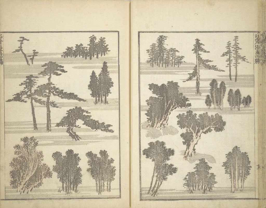 An illustration from Transmitting the Spirit, Revealing the Form of Things, Volume 1 to 15 of Hokusai Sketchbooks (Denshin kaishu: Hokusai manga, shohen - jugohen), 1848, leaf 14