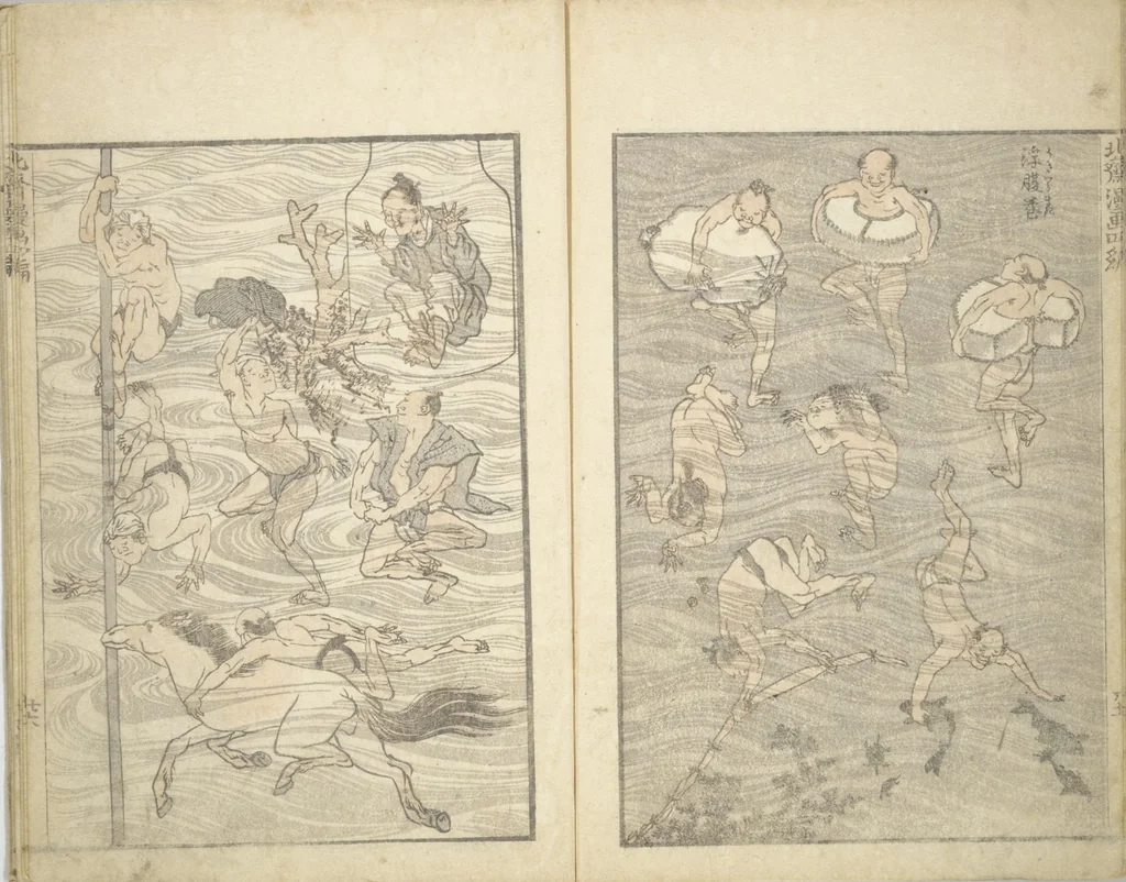 An illustration from Transmitting the Spirit, Revealing the Form of Things, Volume 1 to 15 of Hokusai Sketchbooks (Denshin kaishu: Hokusai manga, shohen - jugohen), 1848, leaf 27
