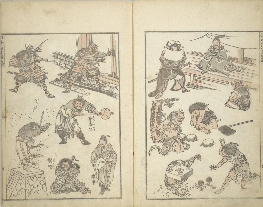 An illustration from Transmitting the Spirit, Revealing the Form of Things, Volume 1 to 15 of Hokusai Sketchbooks (Denshin kaishu: Hokusai manga, shohen - jugohen), 1848, leaf 6