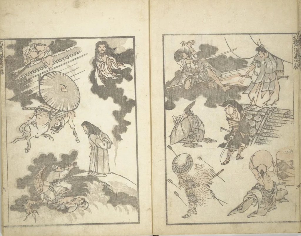 An illustration from Transmitting the Spirit, Revealing the Form of Things, Volume 1 to 15 of Hokusai Sketchbooks (Denshin kaishu: Hokusai manga, shohen - jugohen), 1848, leaf 7