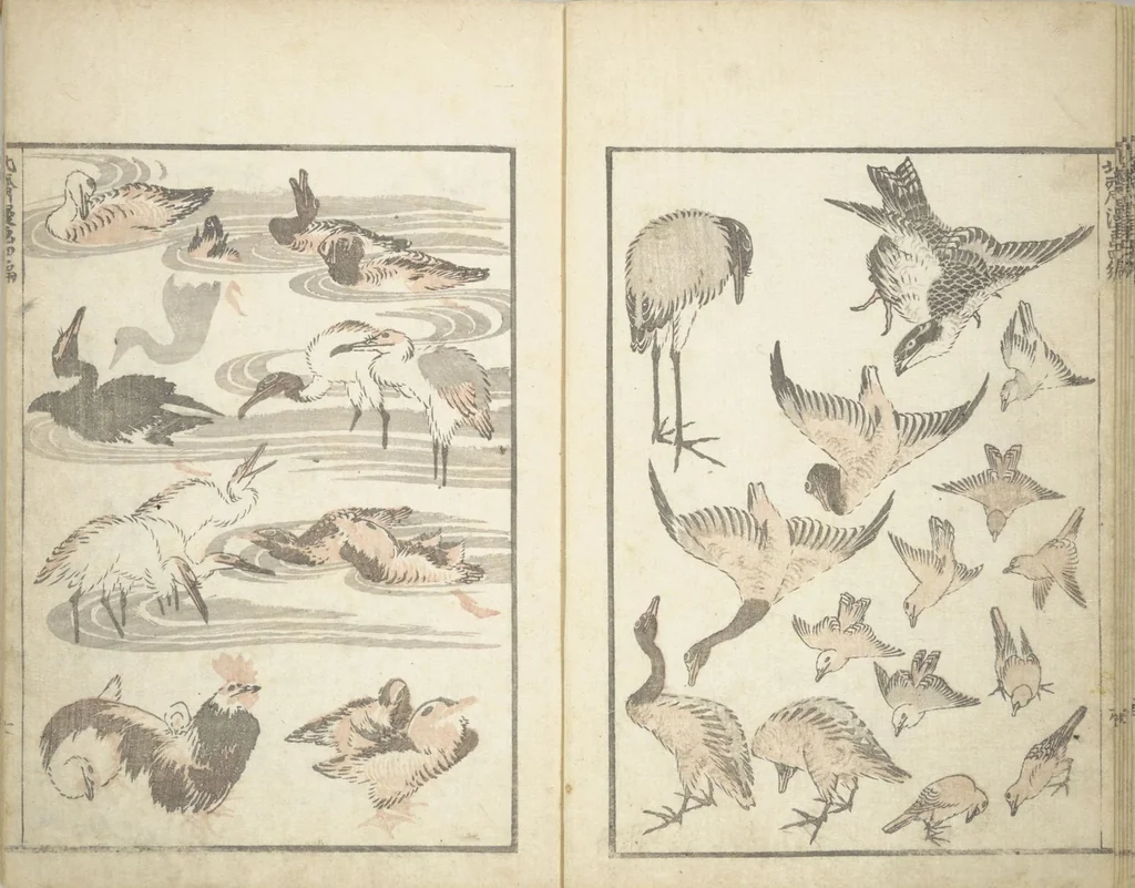 An illustration from Transmitting the Spirit, Revealing the Form of Things, Volume 1 to 15 of Hokusai Sketchbooks (Denshin kaishu: Hokusai manga, shohen - jugohen), 1848, leaf 8