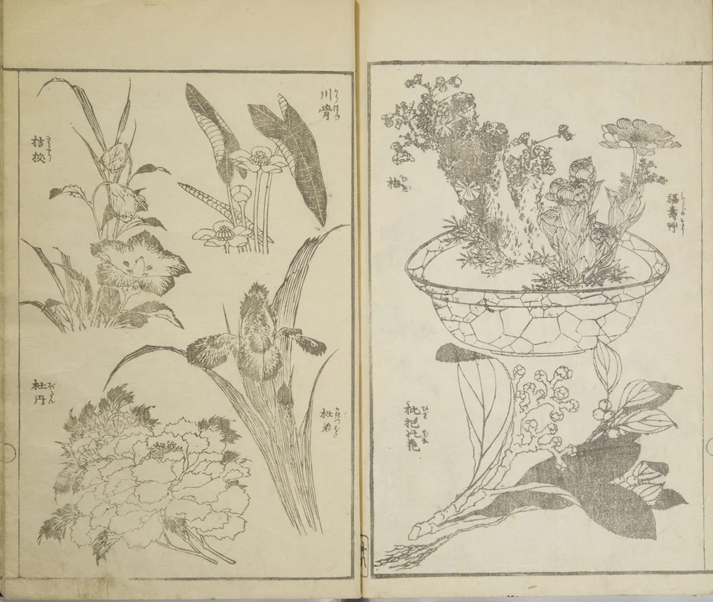 An illustration from Picture Album Transmitting the Spirit: The Hokusai Drawing Style (Denshin gafu Hokusai gashiki), 1819, leaf 22
