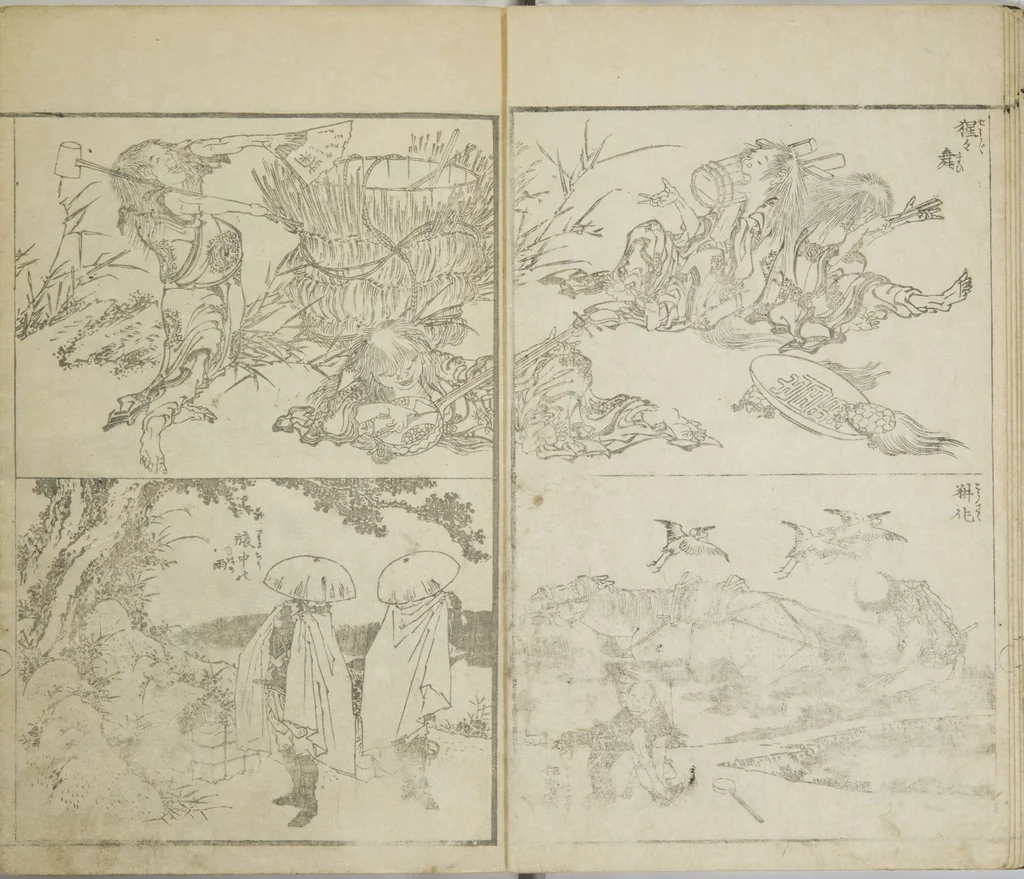 An illustration from Picture Album Transmitting the Spirit: The Hokusai Drawing Style (Denshin gafu Hokusai gashiki), 1819, leaf 6