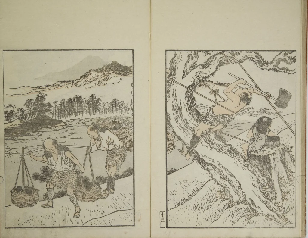 An illustration from Picture Album Transmitting the Spirit: The Hokusai Drawing Style (Denshin gafu Hokusai gashiki), 1819, leaf 17