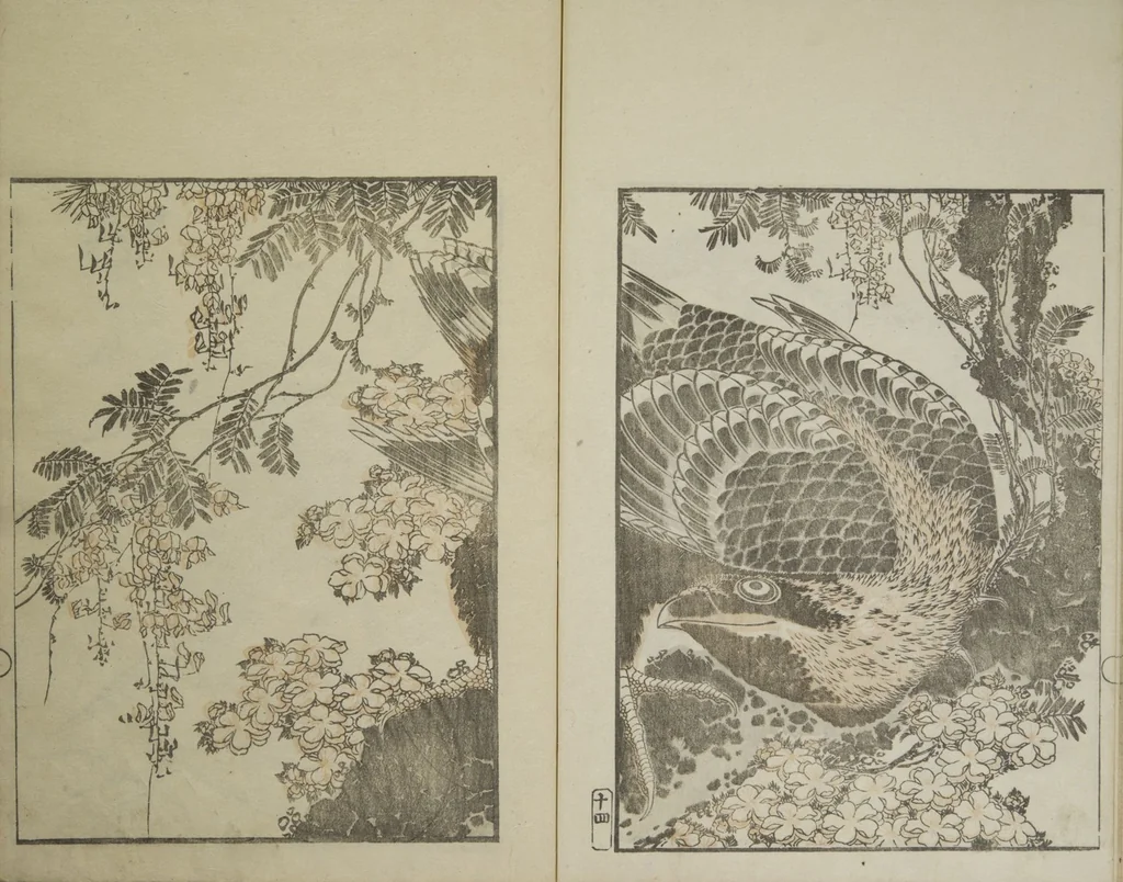 An illustration from Picture Album Transmitting the Spirit: The Hokusai Drawing Style (Denshin gafu Hokusai gashiki), 1819, leaf 18