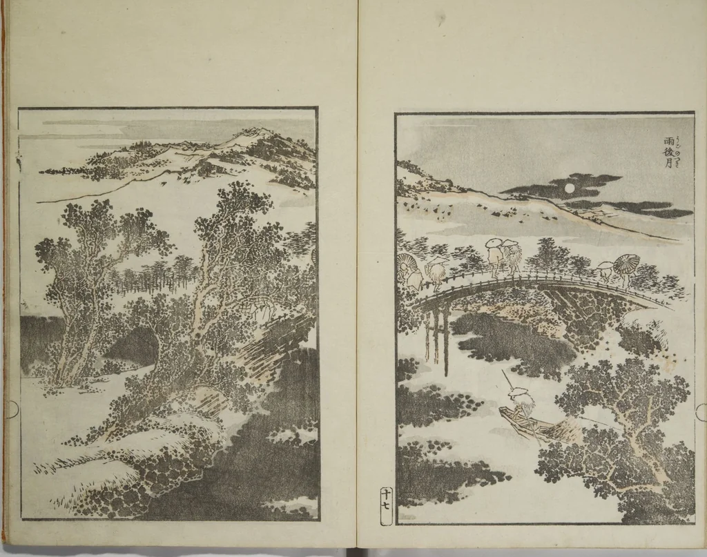 An illustration from Picture Album Transmitting the Spirit: The Hokusai Drawing Style (Denshin gafu Hokusai gashiki), 1819, leaf 21